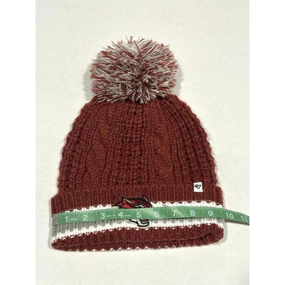 ‘47St. Joseph High School Football Red White and Grey Knit Beanie with Pom Pom - Picture 4 of 7